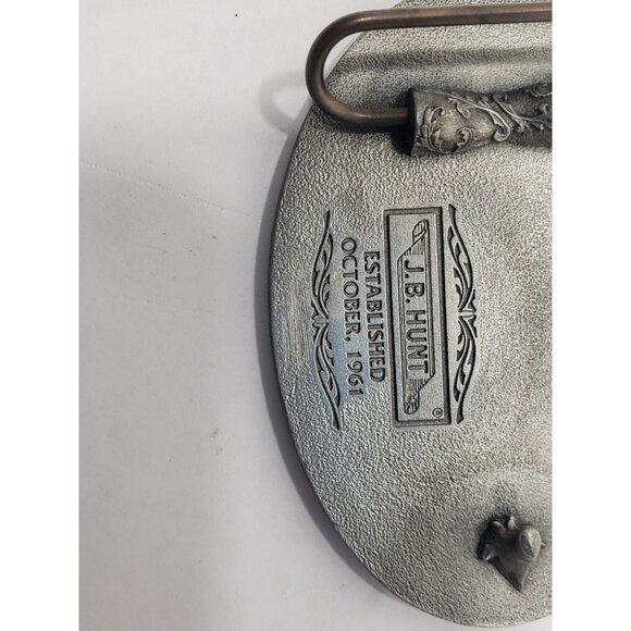 J.B. Hunt Transport Inc. Driver Service Award Oct. 1961 Silver Tone Belt Buckle - Picture 3 of 7